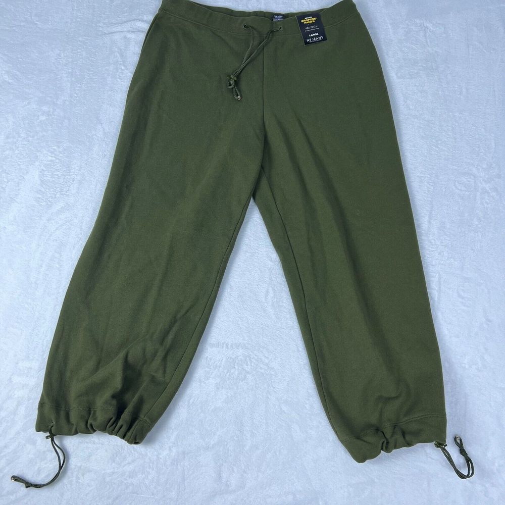 Lerner New York Pants‎ Women's Large Green Active Cropped Drawstring Legs
